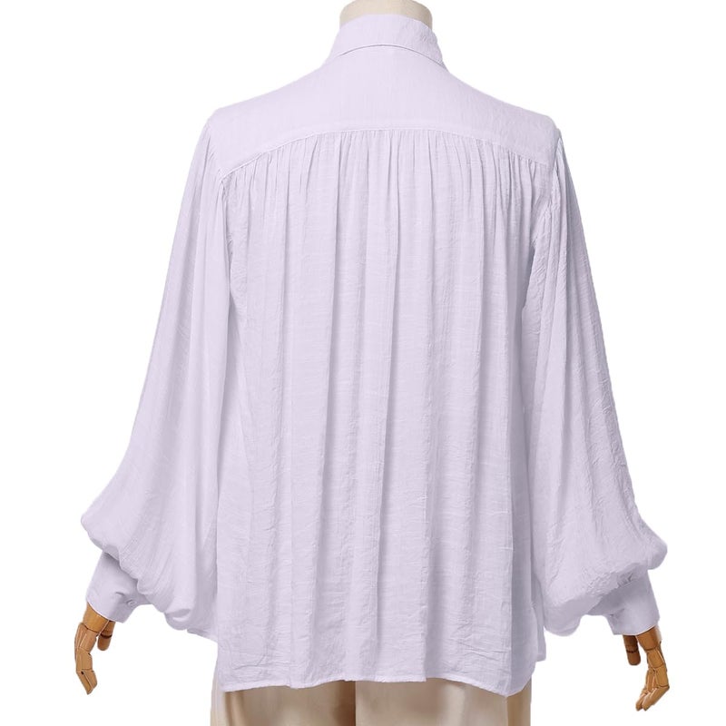 GRACEART Men Pirate Shirt Women Vampire Renaissance Shirts Victorian Ruffled Medieval Costume Cotton Linen Shirt - Image 2